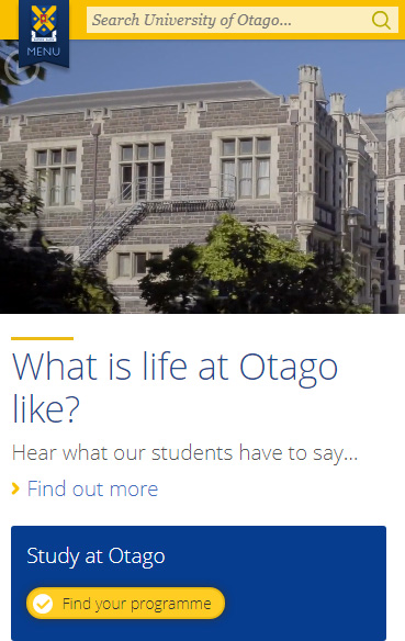 奧塔哥大學響應式設計官網