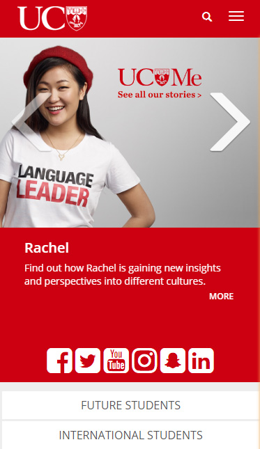 坎特伯雷大學響應式設計官網